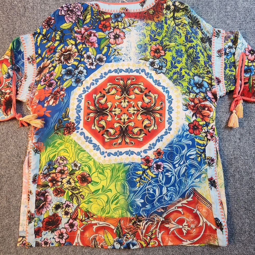 John Mark M Womens Boho Floral Embroidered Kimono Tunic Tassel Festival Concert - Picture 8 of 16
